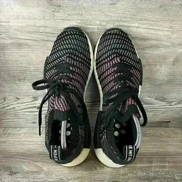 Adidas NMD R1 STLT Primeknit Sneakers Black Solar Pink Men’s 10.5 - Picture 7 of 11